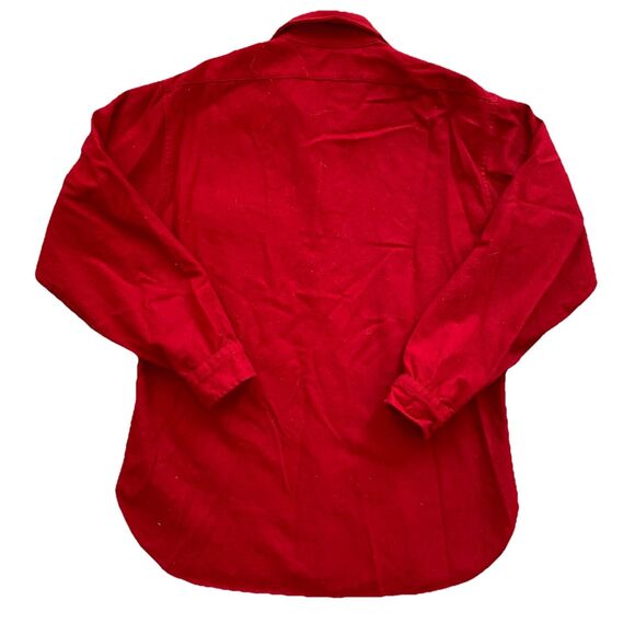 Vintage Pendleton Red Wool Trail Shirt Large Leather Elbow Patch 60s 70s - Picture 3 of 8